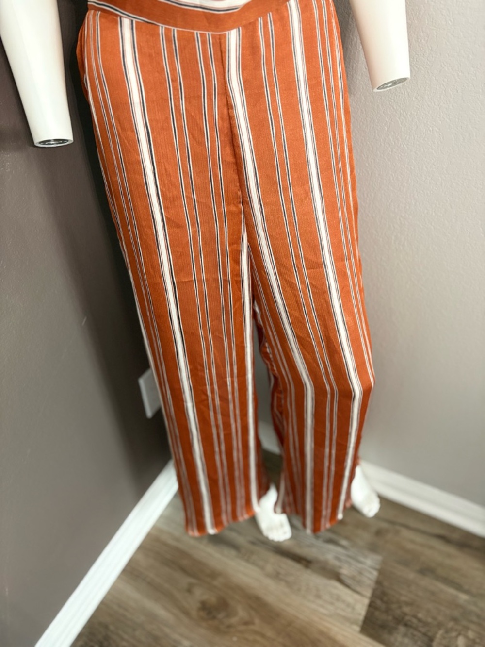 Sans Souci Rust Orange & White Striped Wide Leg Pants